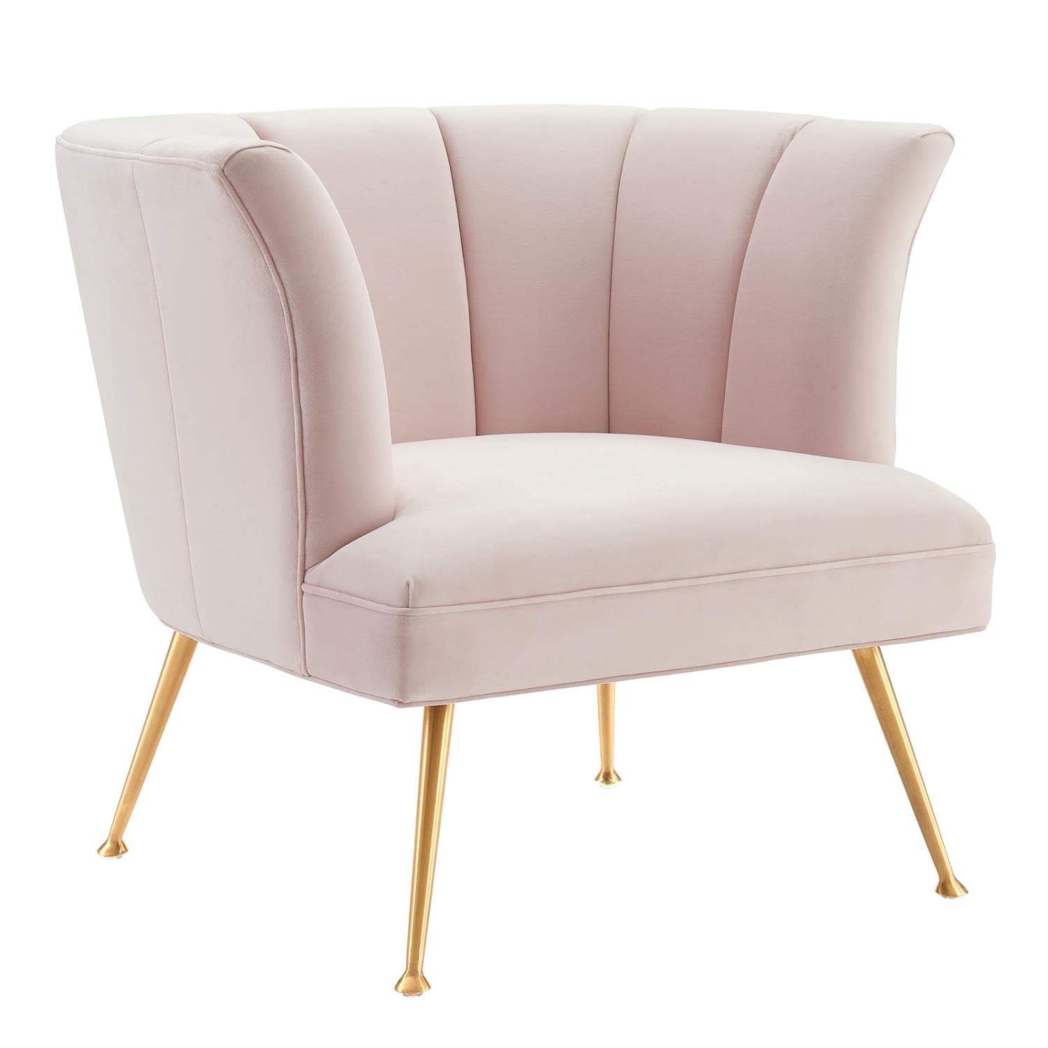 Modway Veronica Modern Channel Tufted Performance Velvet Armchair In Pink